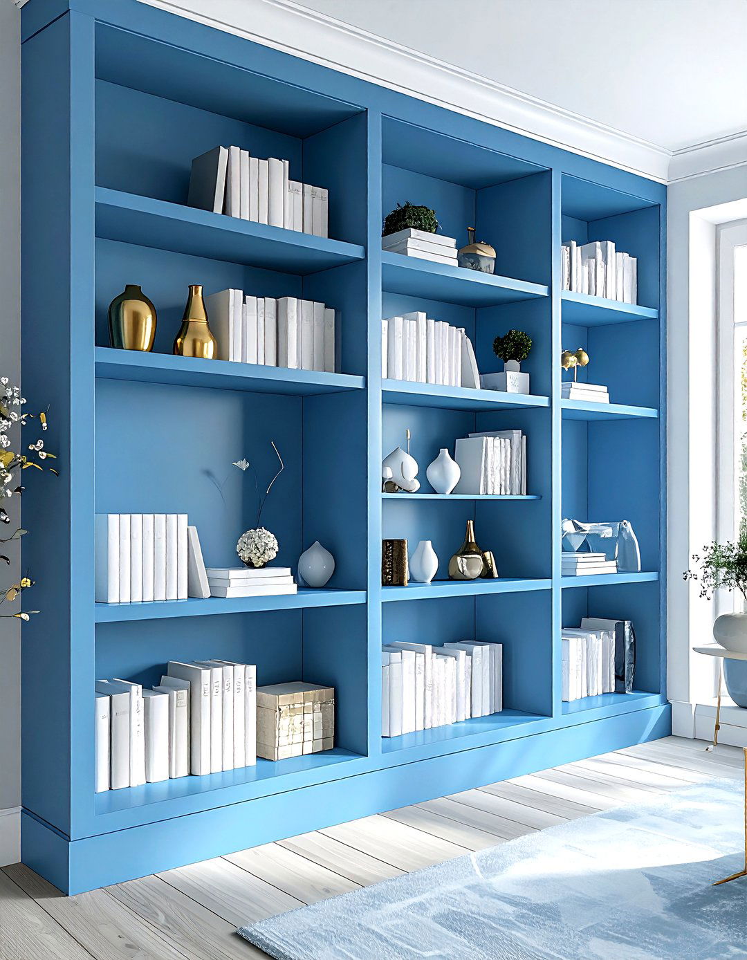 Sky Blue Built In Shelves - 30 sky blue living room ideas