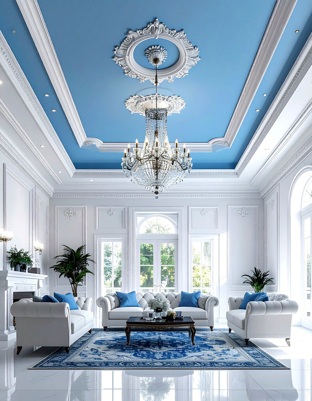 Sky Blue Ceiling - 30 traditional blue living room ideas