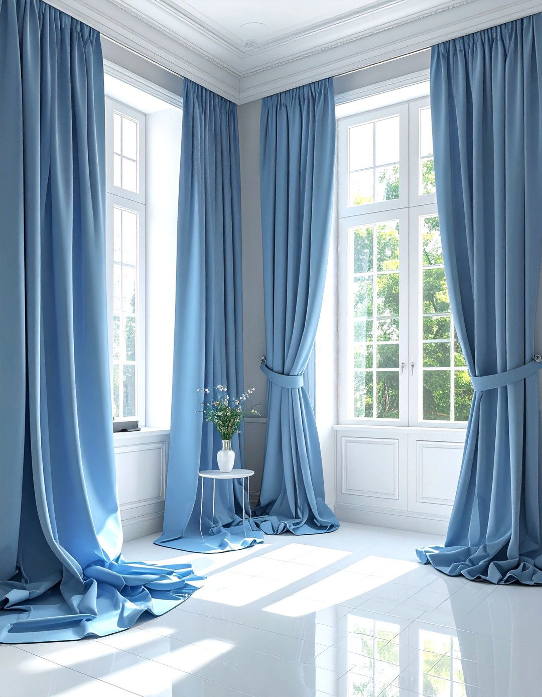 Sky Blue Curtains - 30 sky blue living room ideas