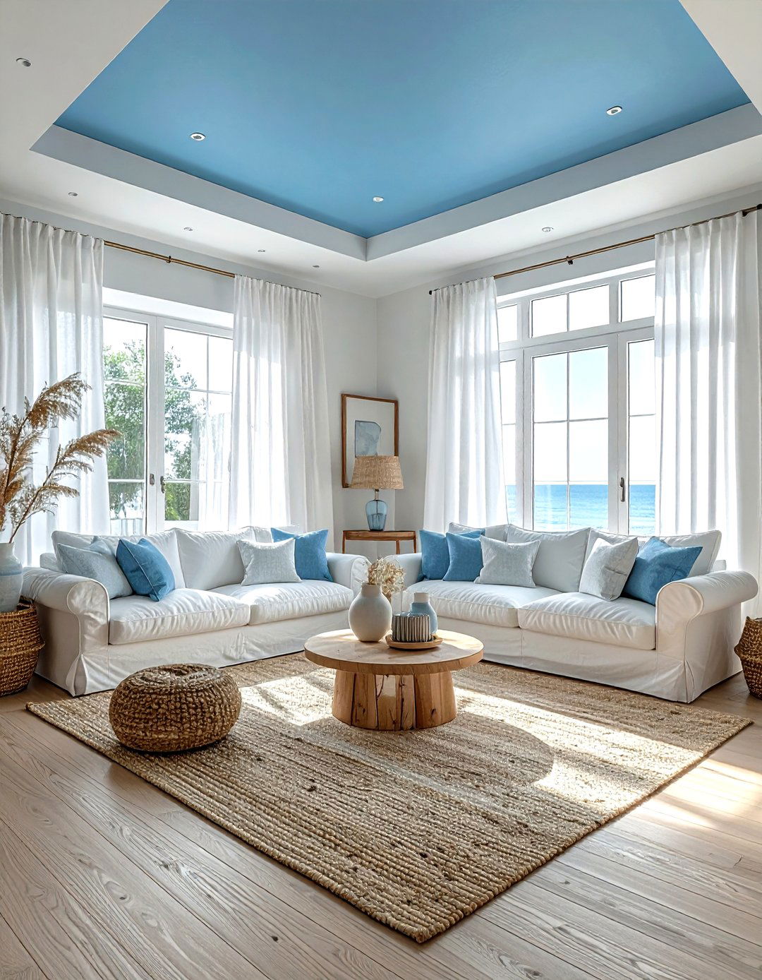 Sky Blue Living Room Ceiling - 30 living room blue ceiling ideas