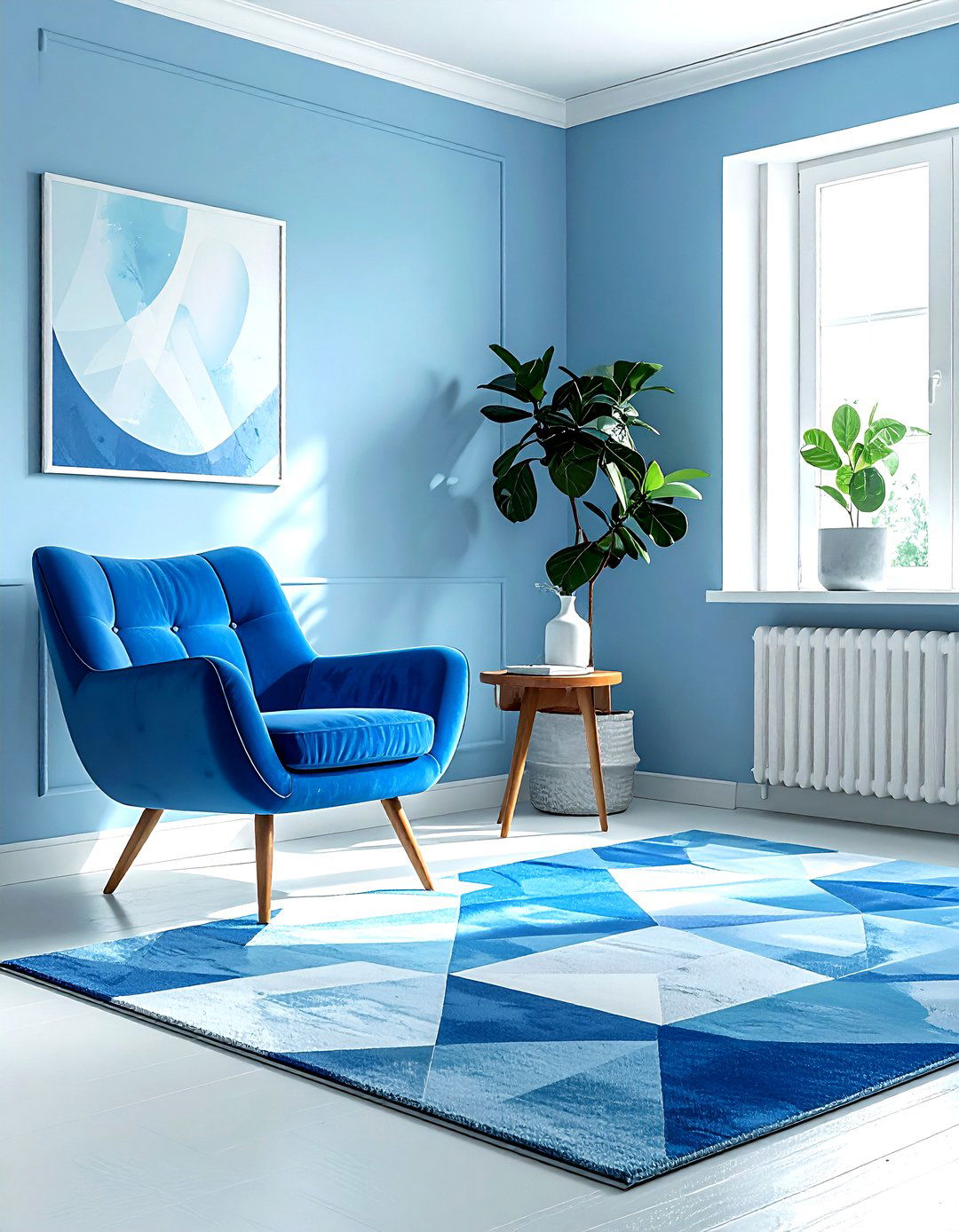 Sky Blue Mid Century Modern - 30 sky blue living room ideas