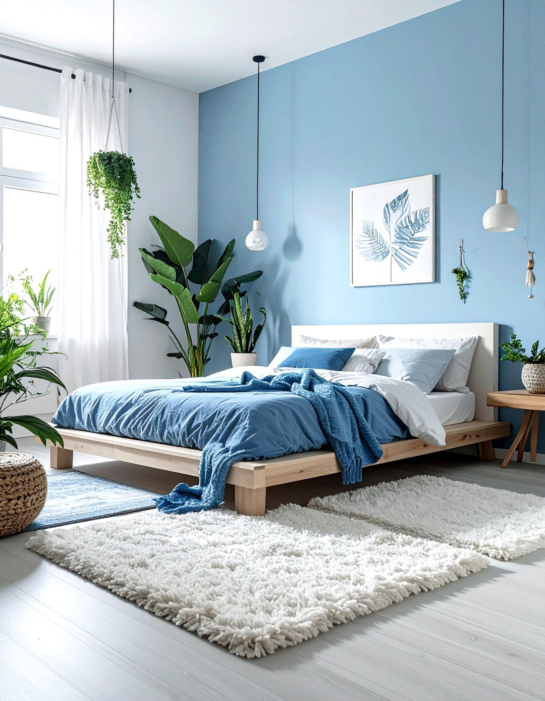 Sky Blue Relaxed Bedroom - 30 bohemian blue bedroom ideas