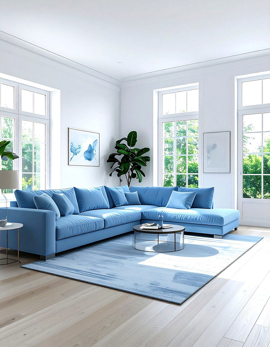 Sky Blue Sectional Sofa - 30 sky blue living room ideas