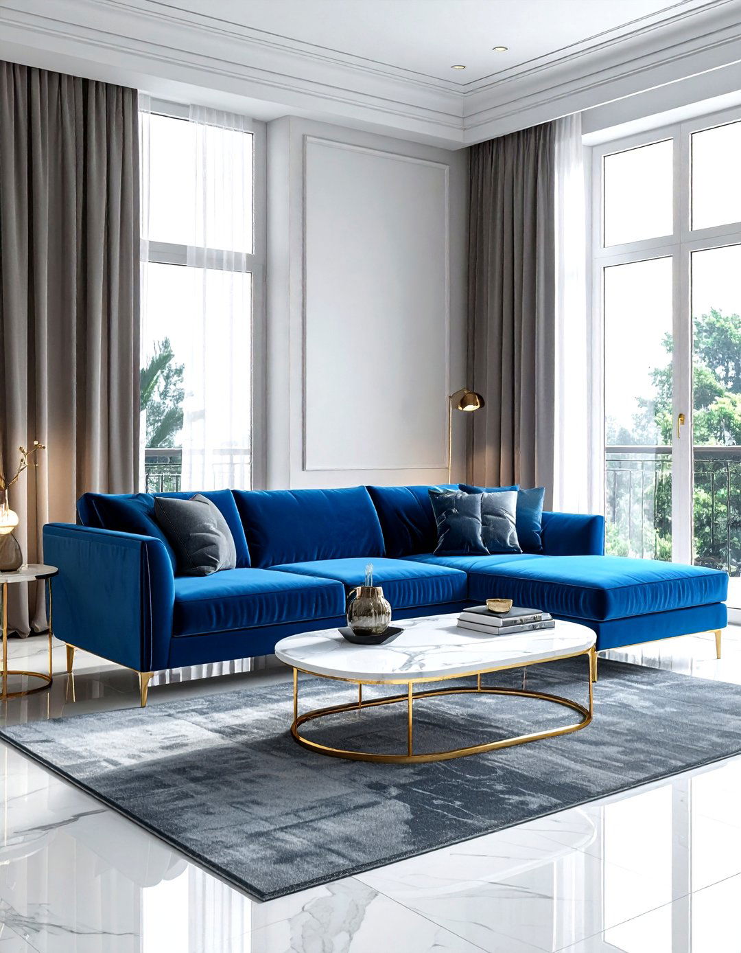 Sky Blue Velvet Sofa - 30 sky blue living room ideas