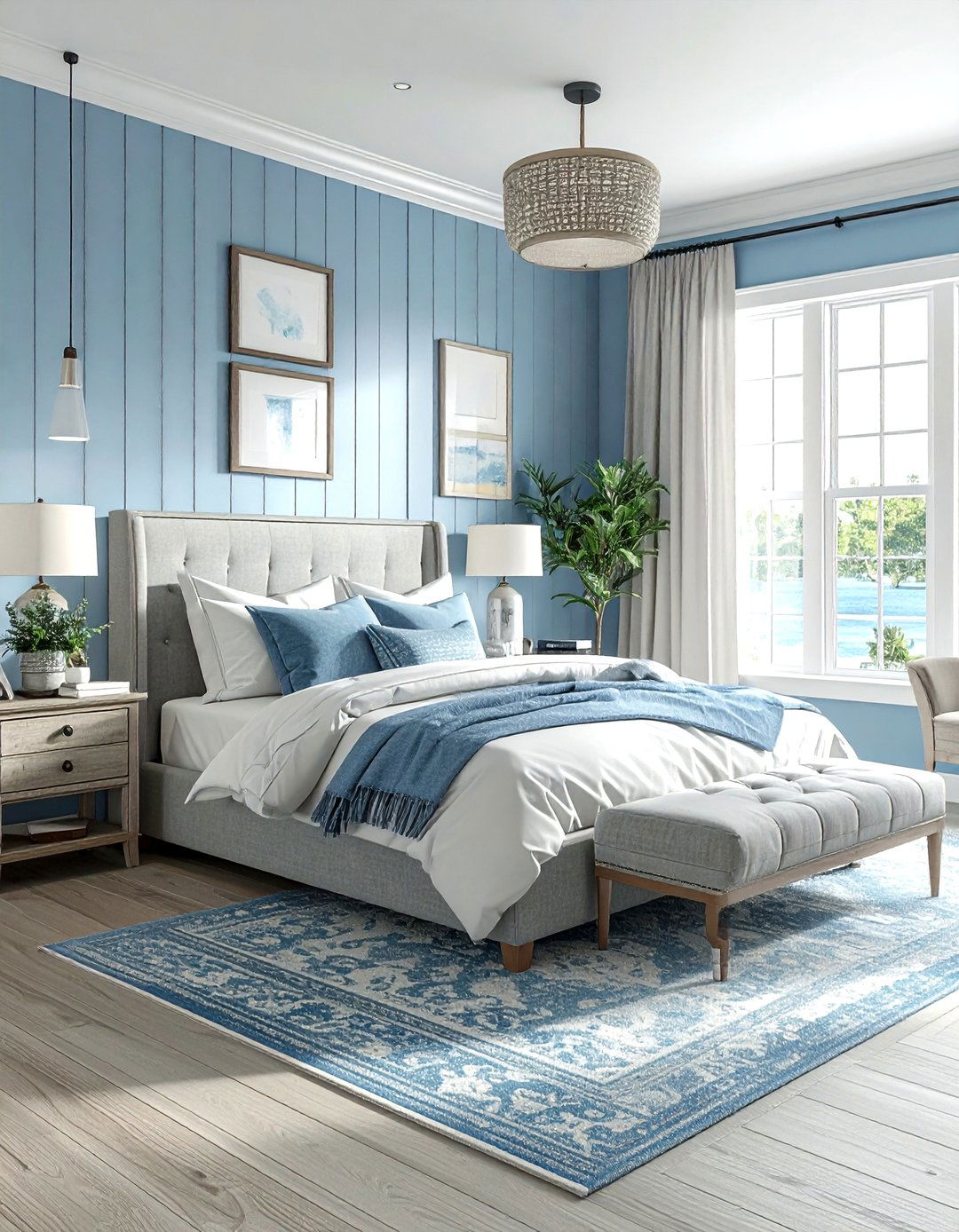 Sky Blue and Heather Gray - 30 blue and gray bedroom ideas