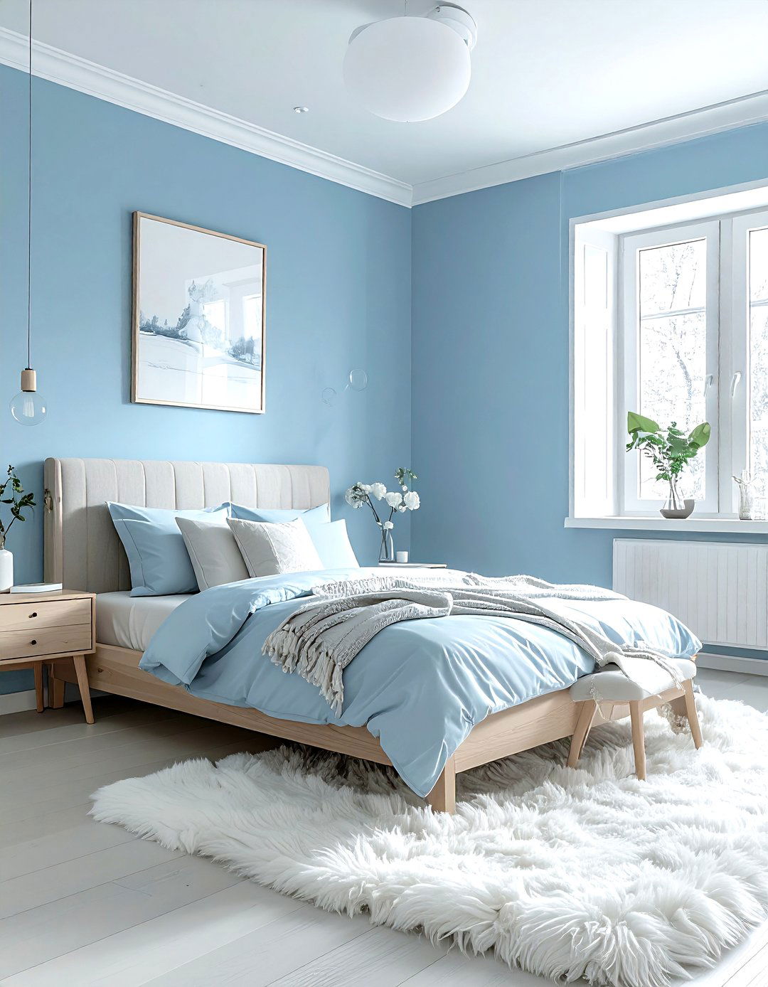 Sky blue Scandinavian bedroom - 30 sky blue bedroom ideas