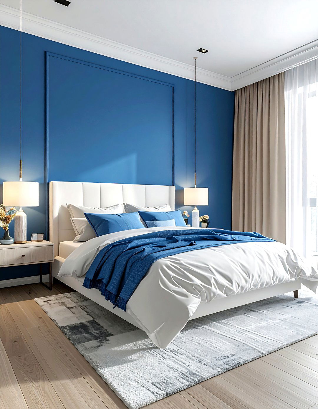 Sky blue accent wall bedroom - 30 sky blue bedroom ideas