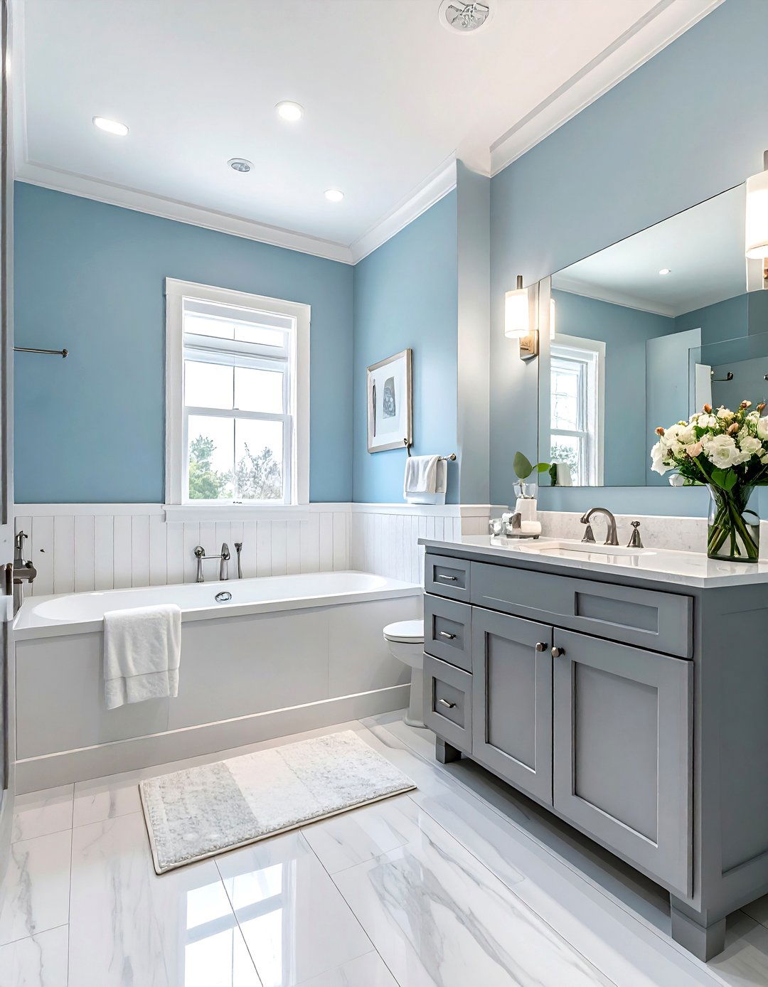 Sky blue and dove gray bathroom - 30 blue and gray bathroom ideas