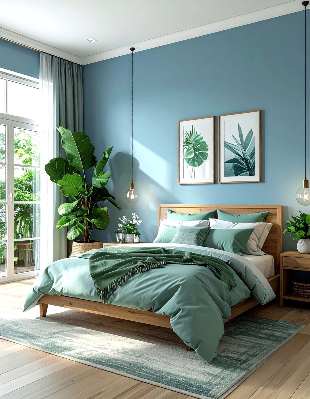 Sky blue and green bedroom - 30 sky blue bedroom ideas