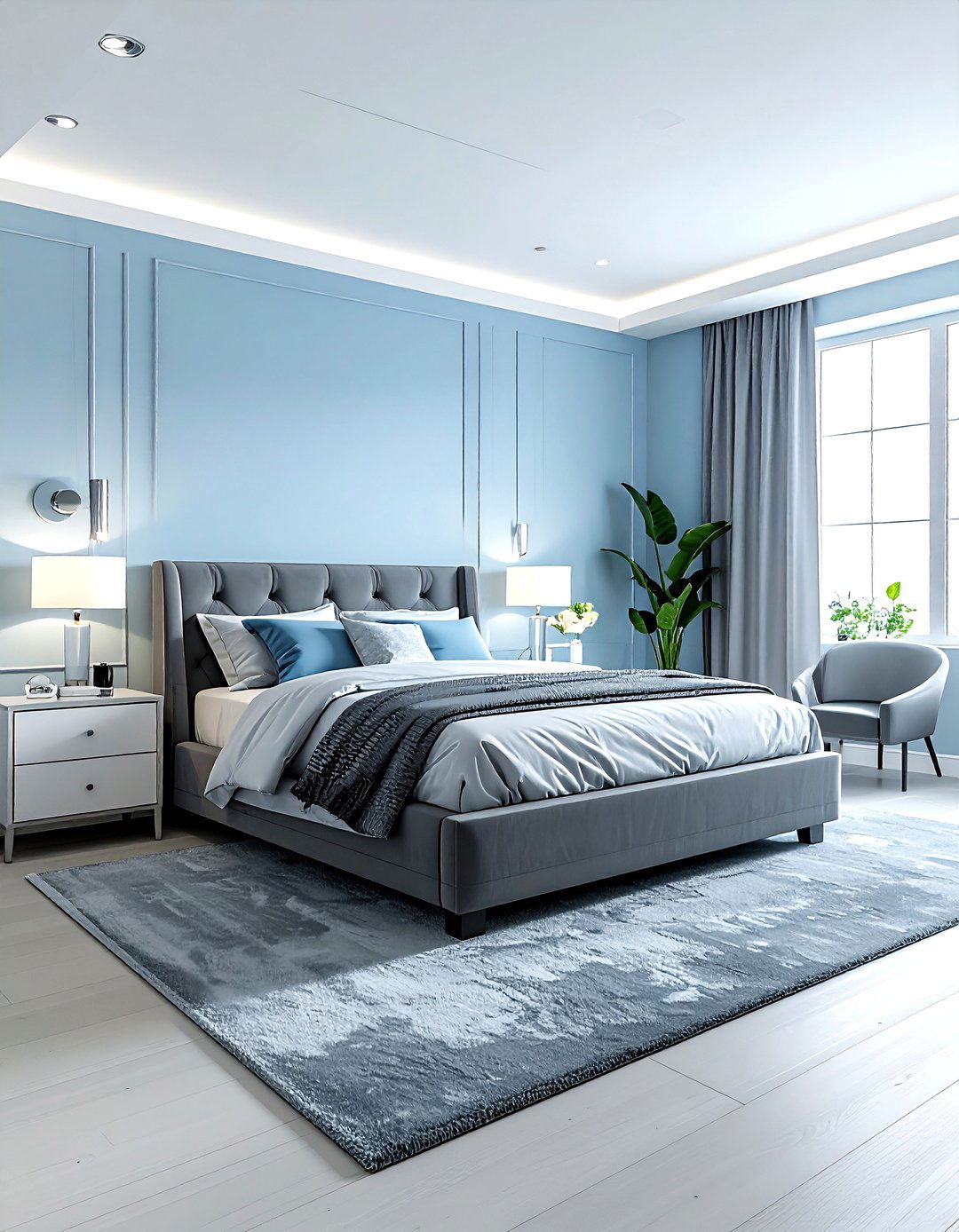 Sky blue and grey bedroom - 30 sky blue bedroom ideas