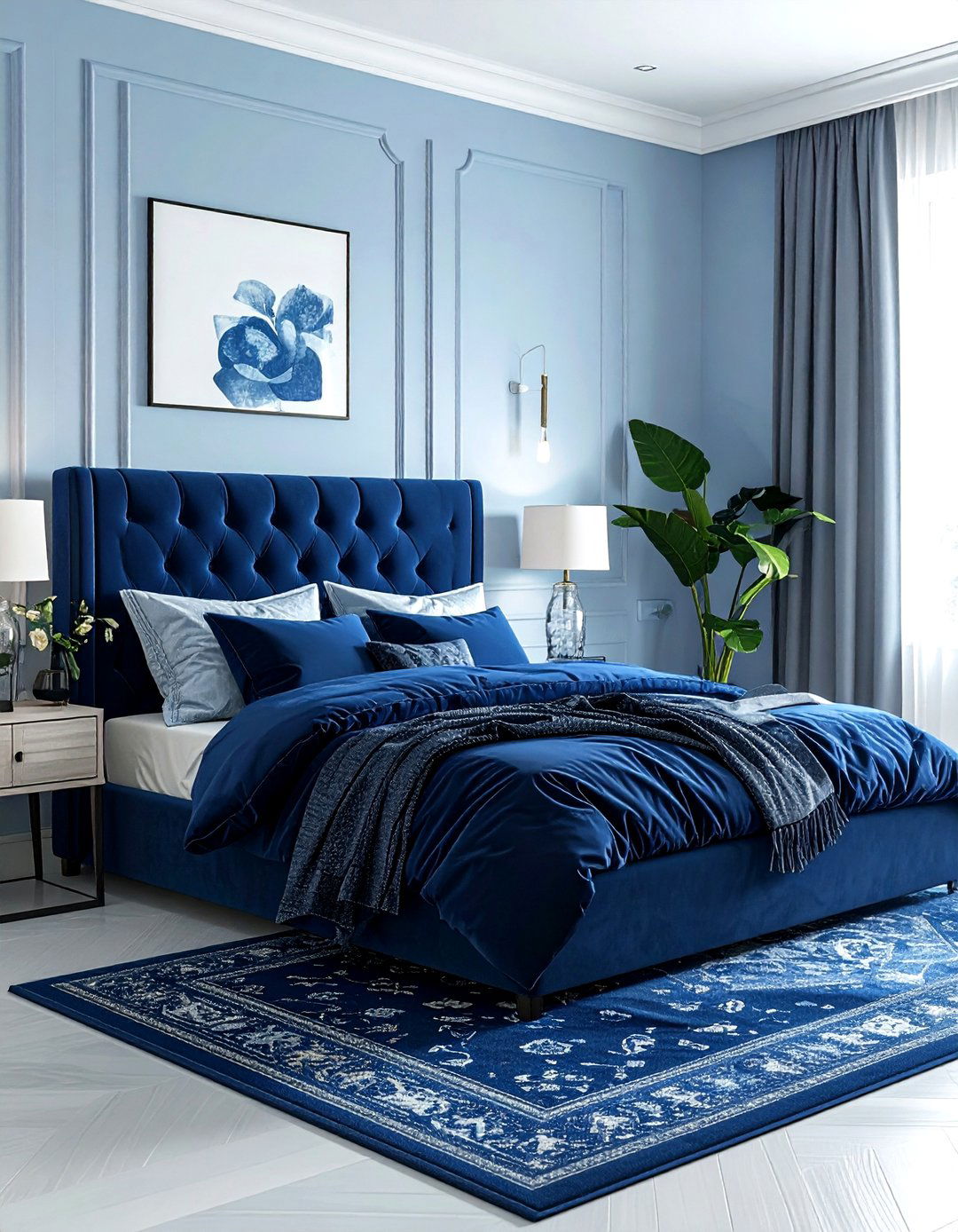 Sky blue and navy bedroom - 30 sky blue bedroom ideas