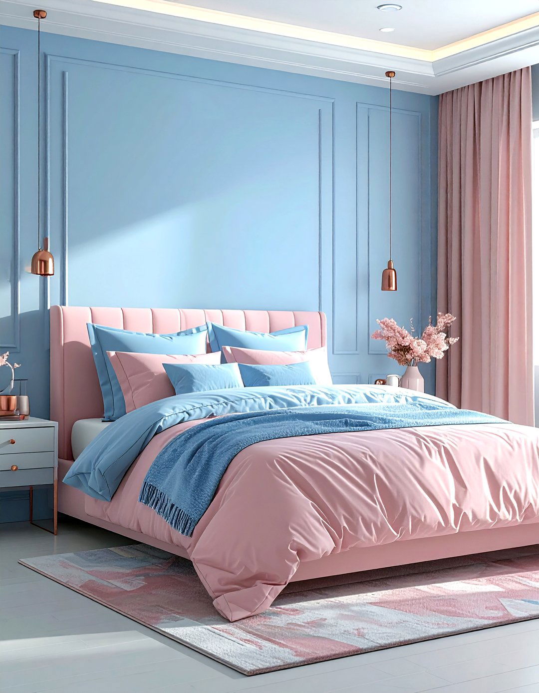 Sky blue and pink bedroom - 30 sky blue bedroom ideas