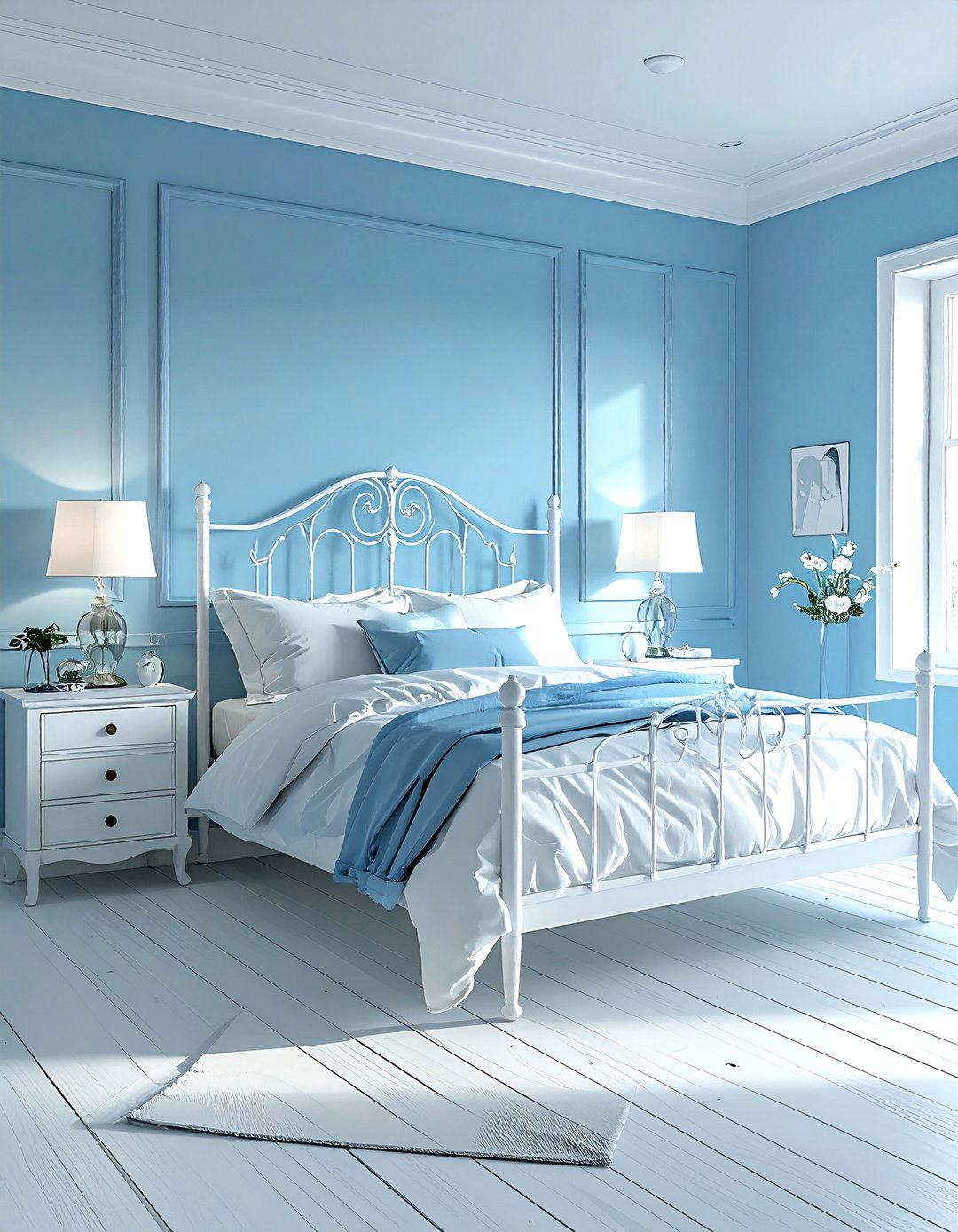 Sky blue and white bedroom - 30 sky blue bedroom ideas