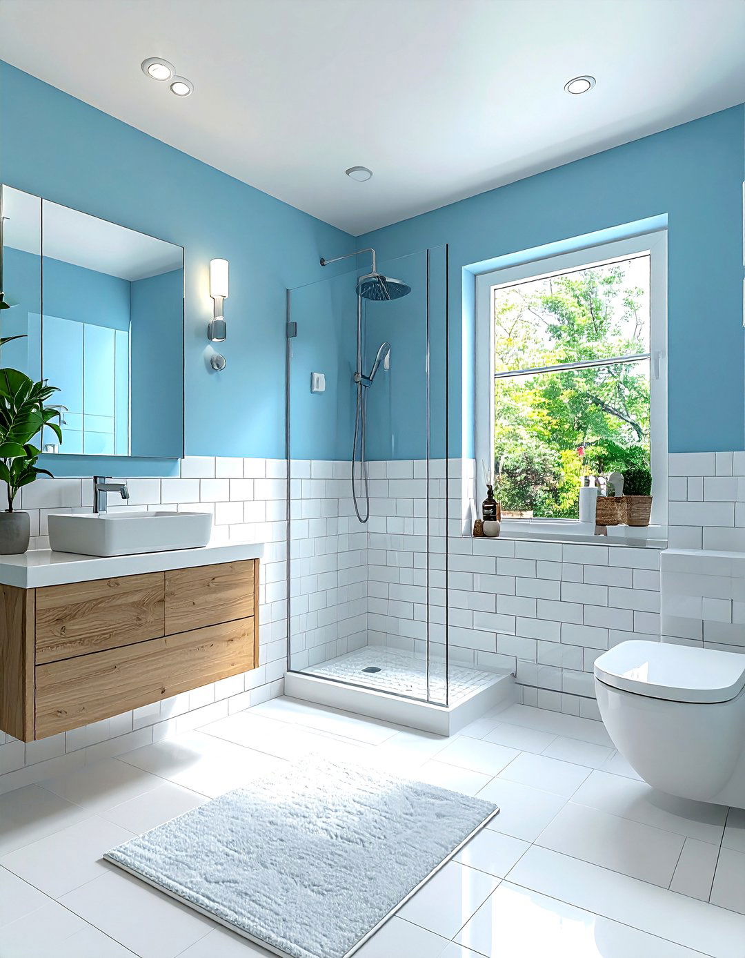 Sky blue bathroom - 30 bright decor ideas