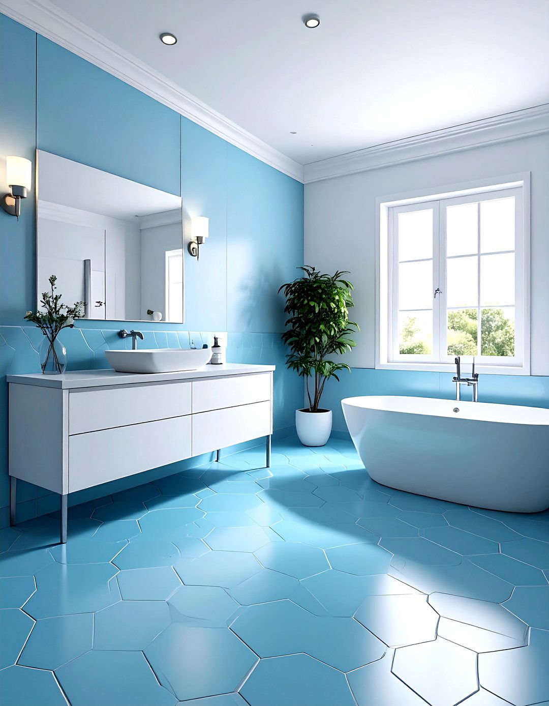 Sky blue bathroom floor - 30 pastel bathroom ideas