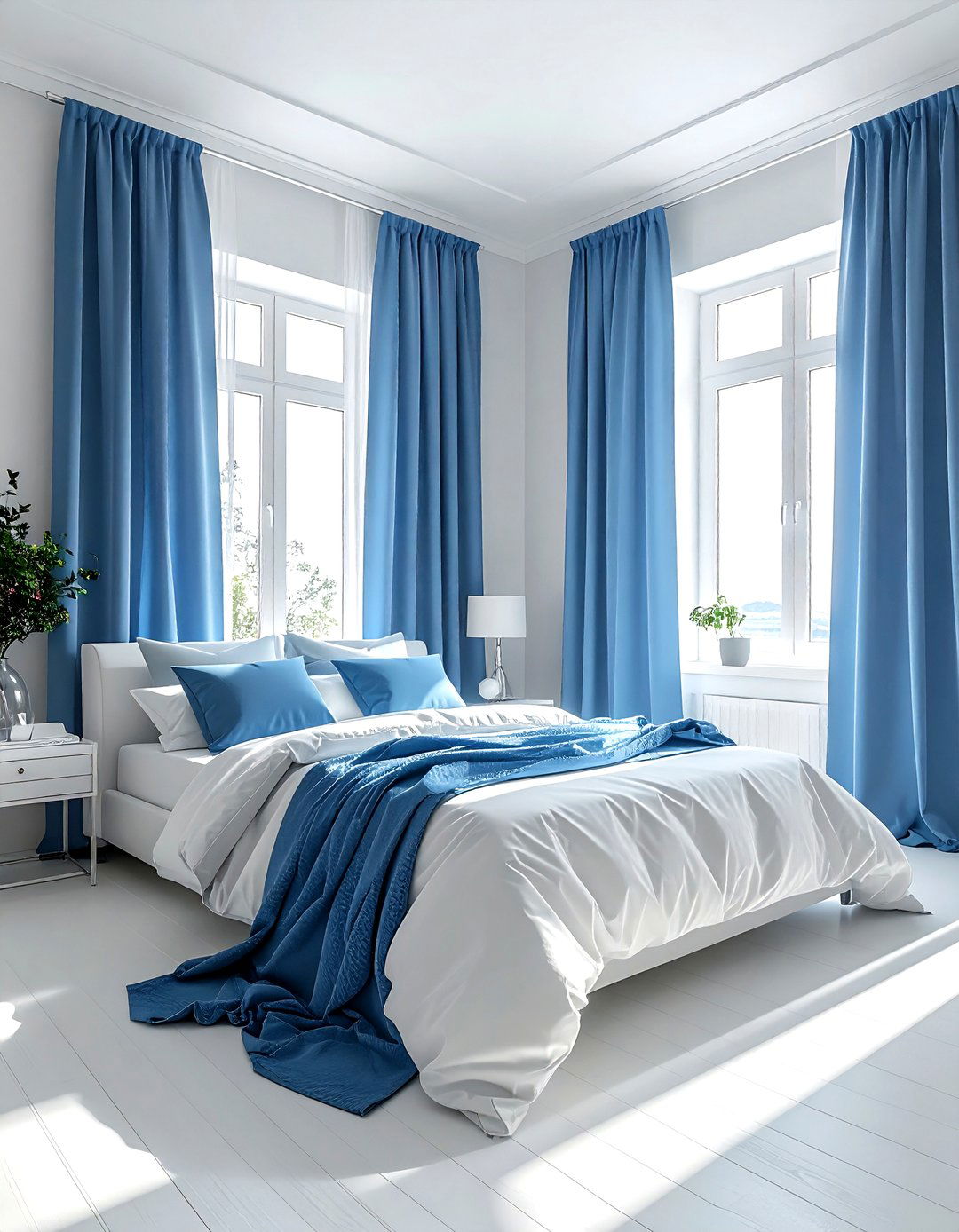 Sky blue curtains - 30 sky blue bedroom ideas