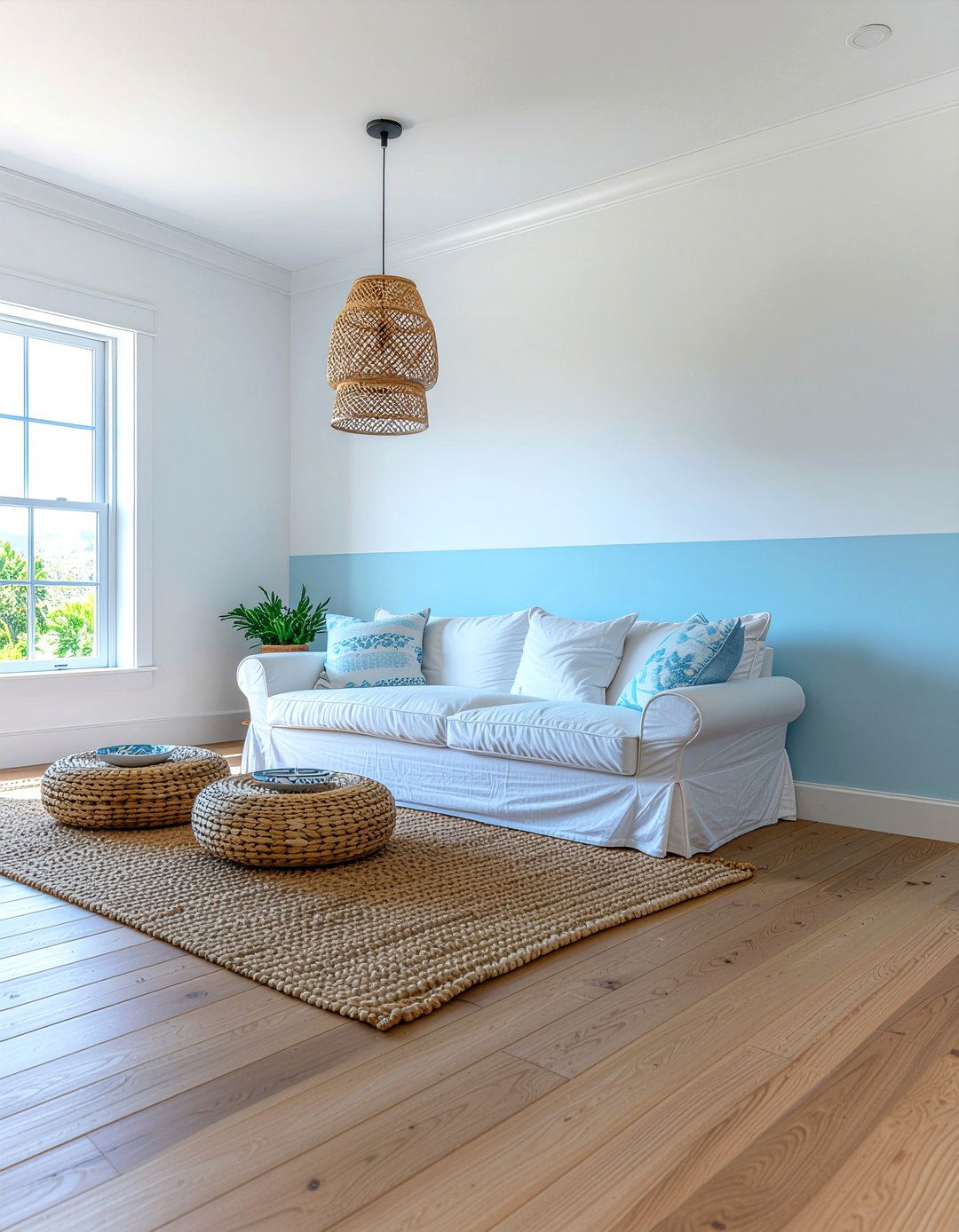 Sky blue half wall - 30 living room half painted walls