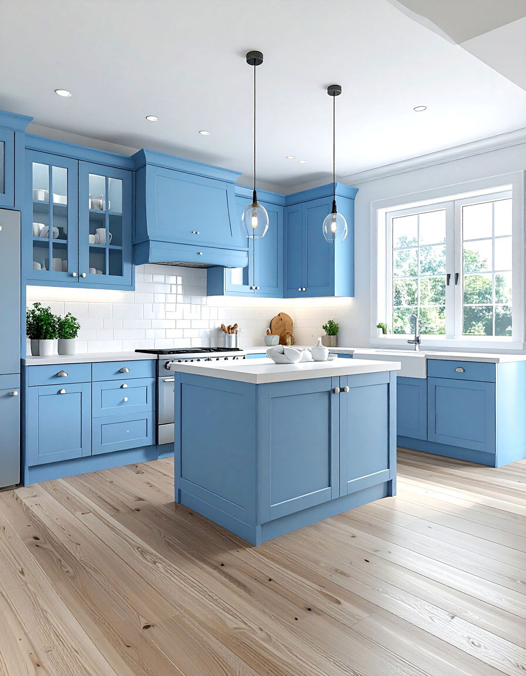 Sky blue kitchen cabinets - 30 cool blue kitchen ideas