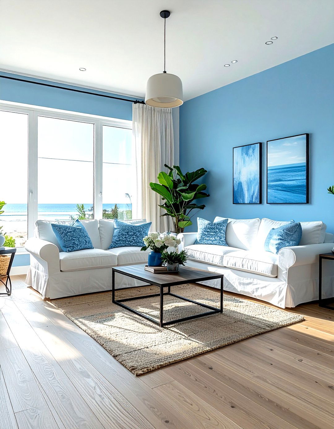 Sky blue living room - 30 living room paint ideas