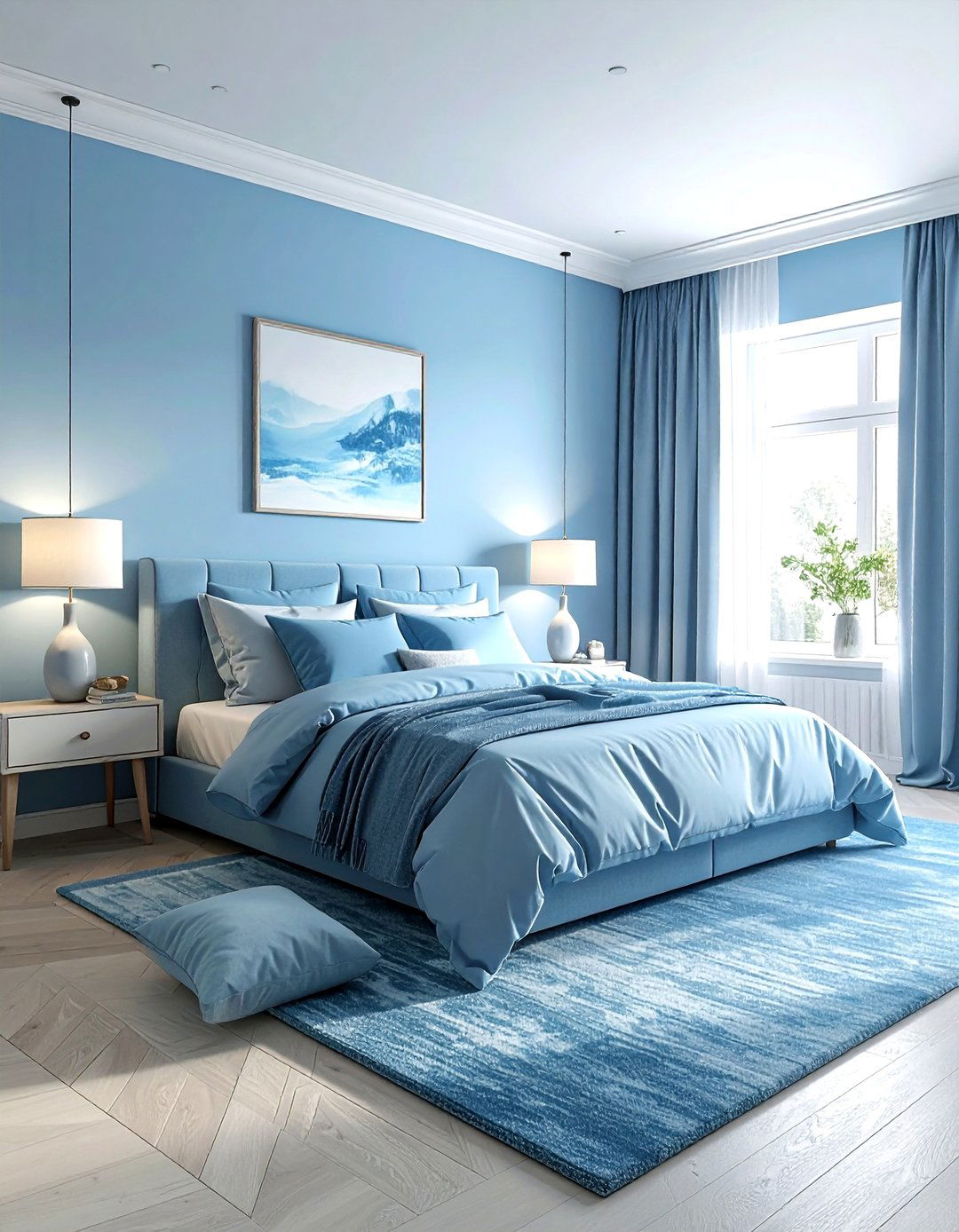 Sky blue monochrome bedroom - 30 sky blue bedroom ideas