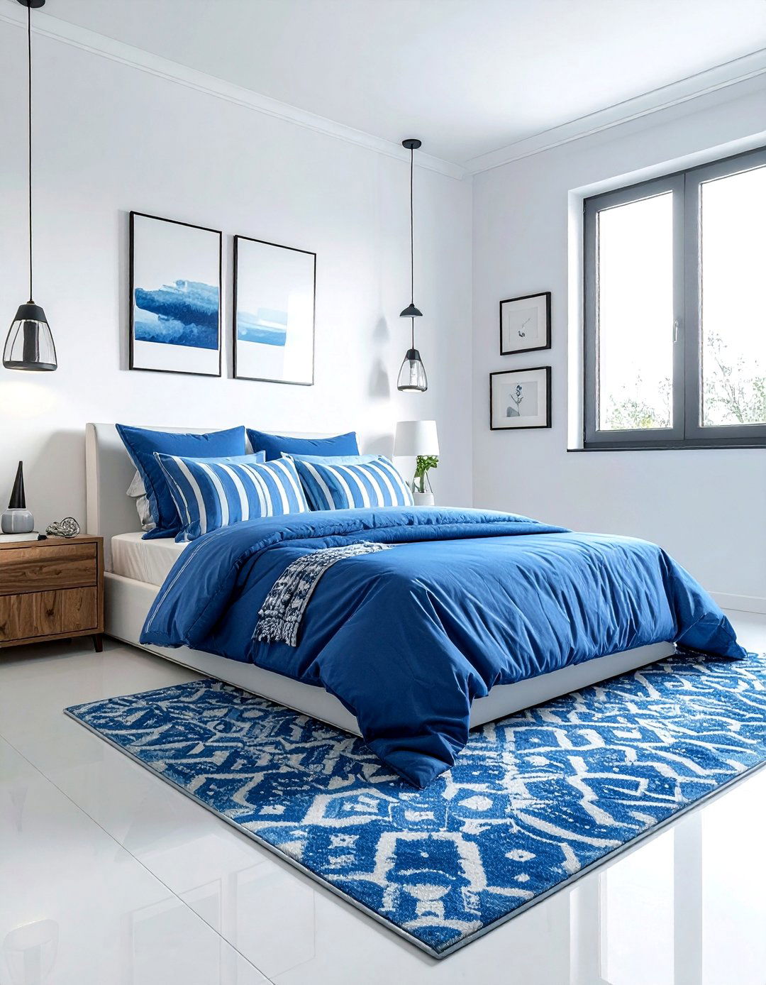 Sky blue patterns - 30 sky blue bedroom ideas