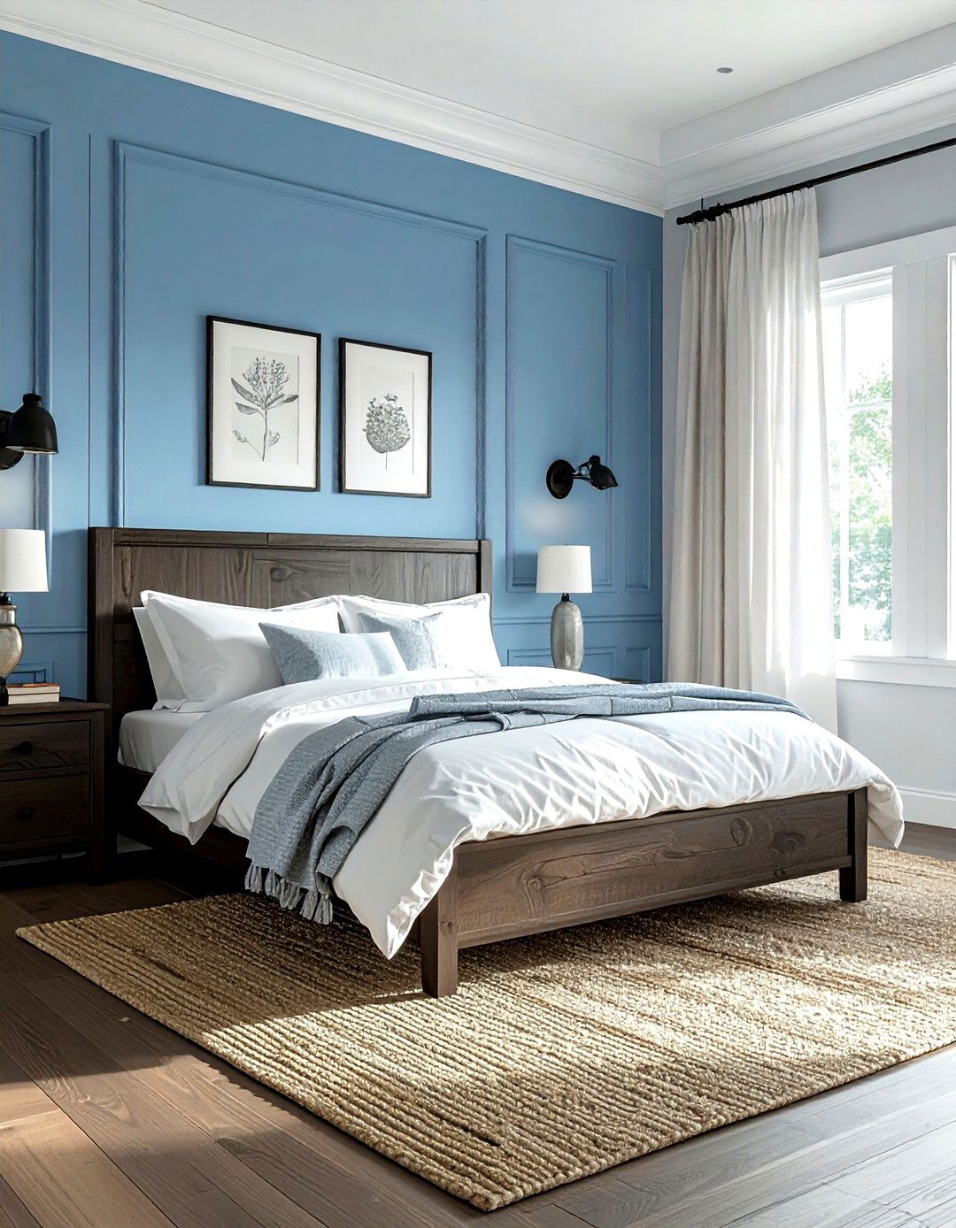 Sky blue wall paint - 30 farmhouse blue bedroom ideas