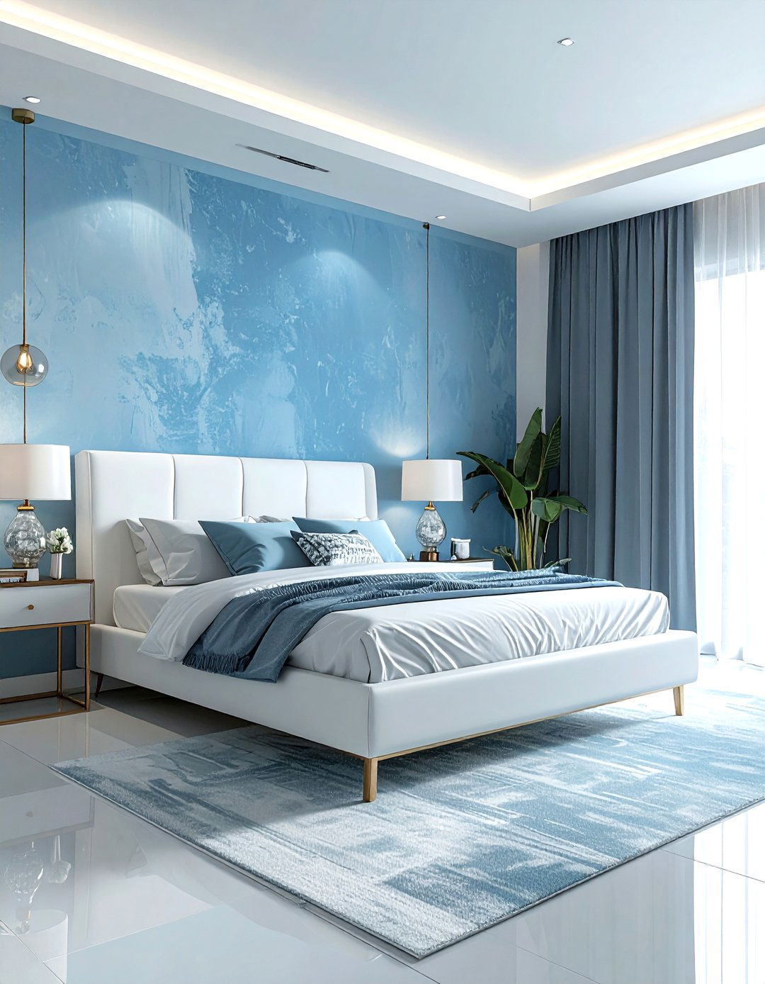 Sky blue wallpaper - 30 sky blue bedroom ideas