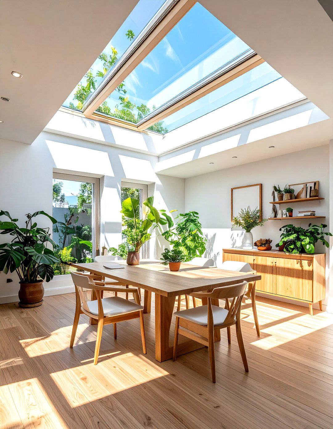 Skylight - 30 dining room ambient lighting ideas