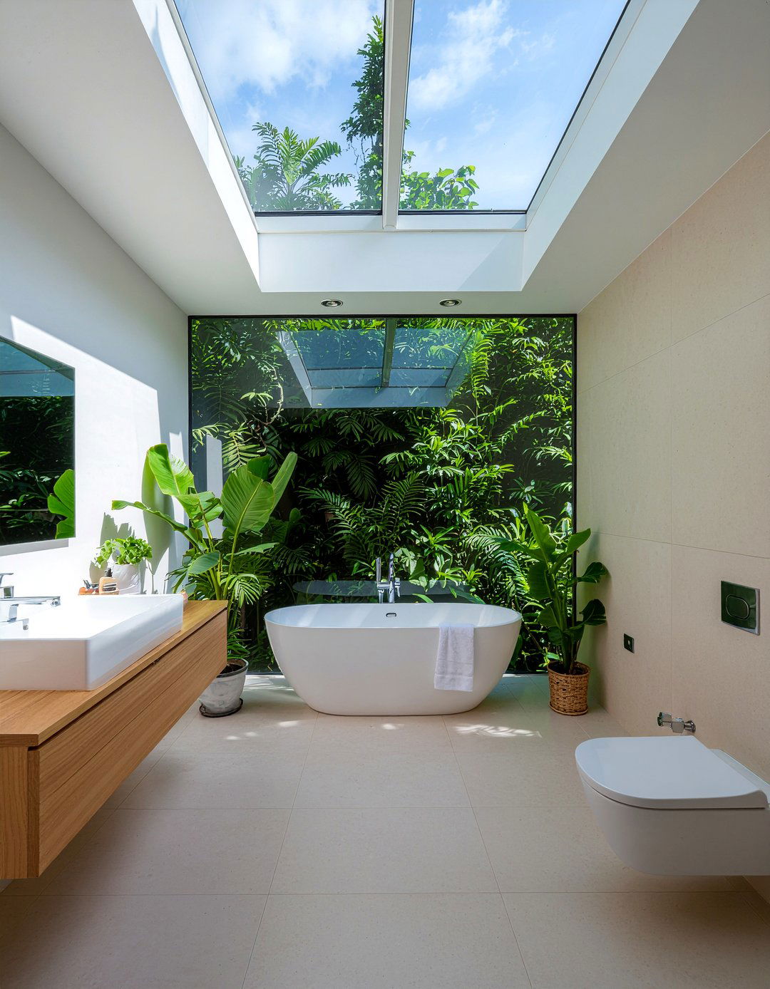 Skylight Bathroom - 30 jungle bathroom ideas