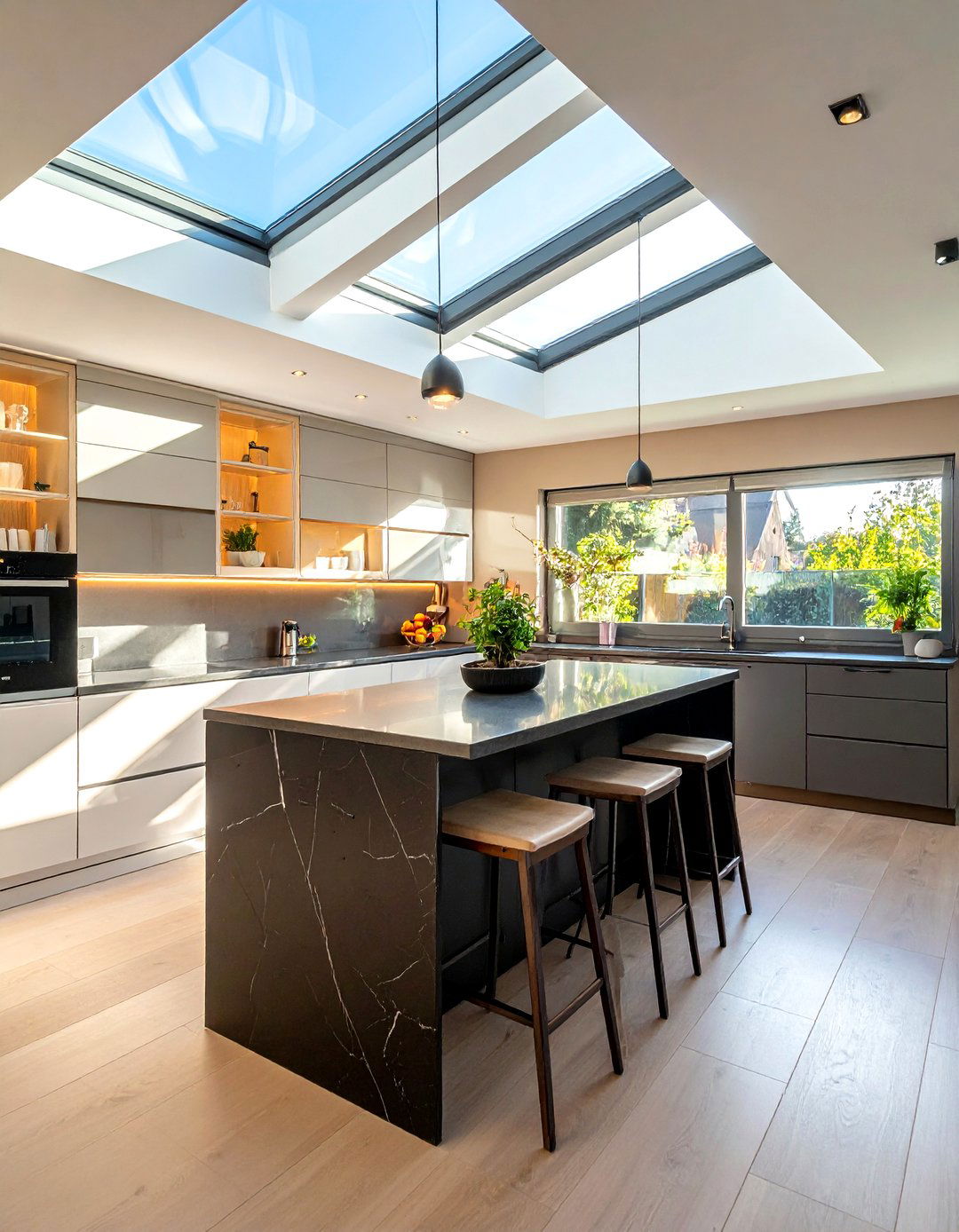 Skylight Kitchen Roof - 30 warm modern kitchen ideas