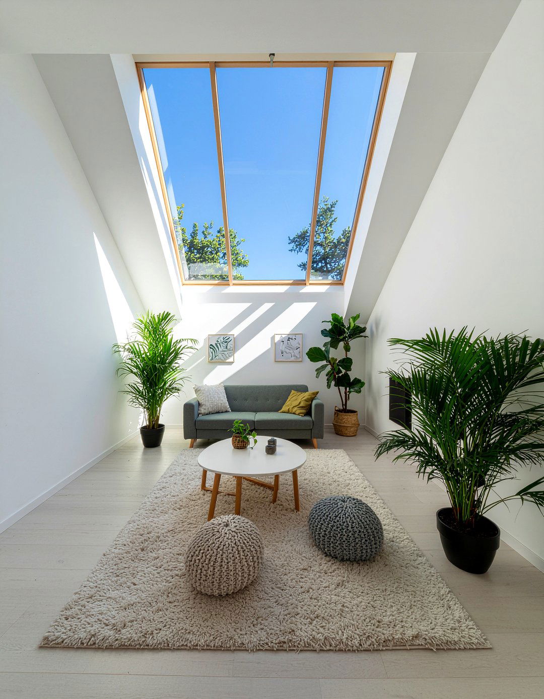 Skylight Living Room - 30 nature themed living room ideas