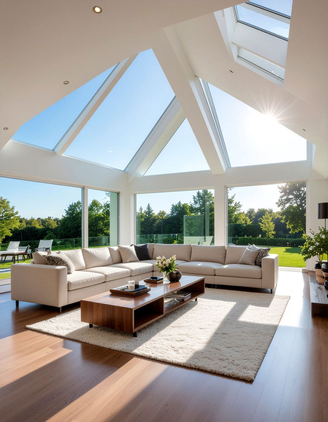 Skylight installation - 30 living room cathedral ceiling ideas