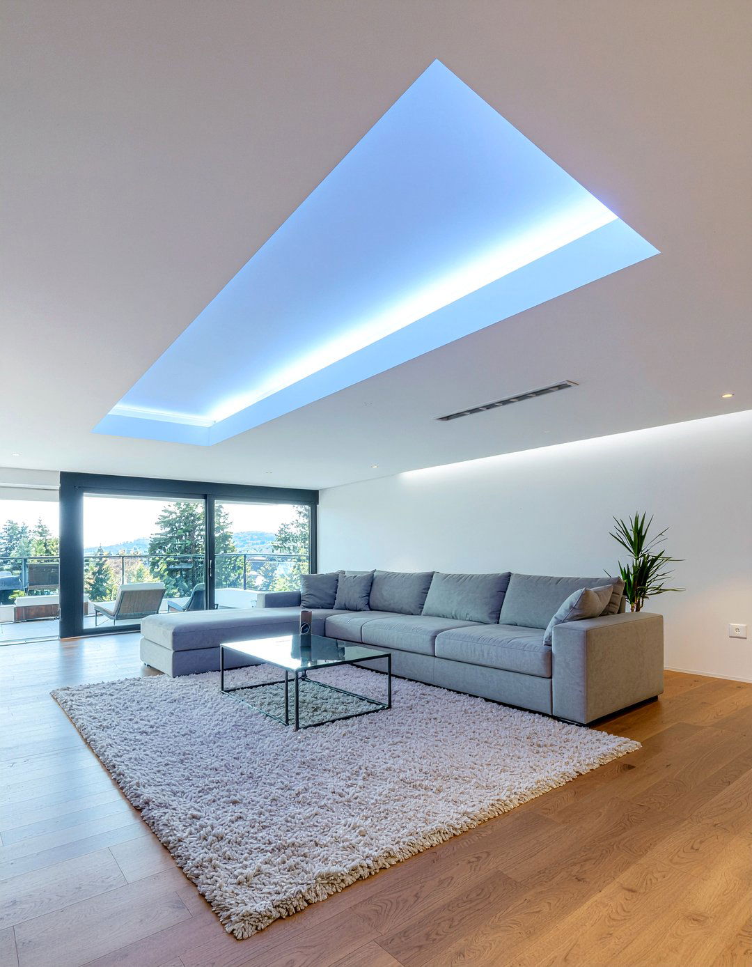 Skylight with integrated LED strips - 30 living room light fixture placement