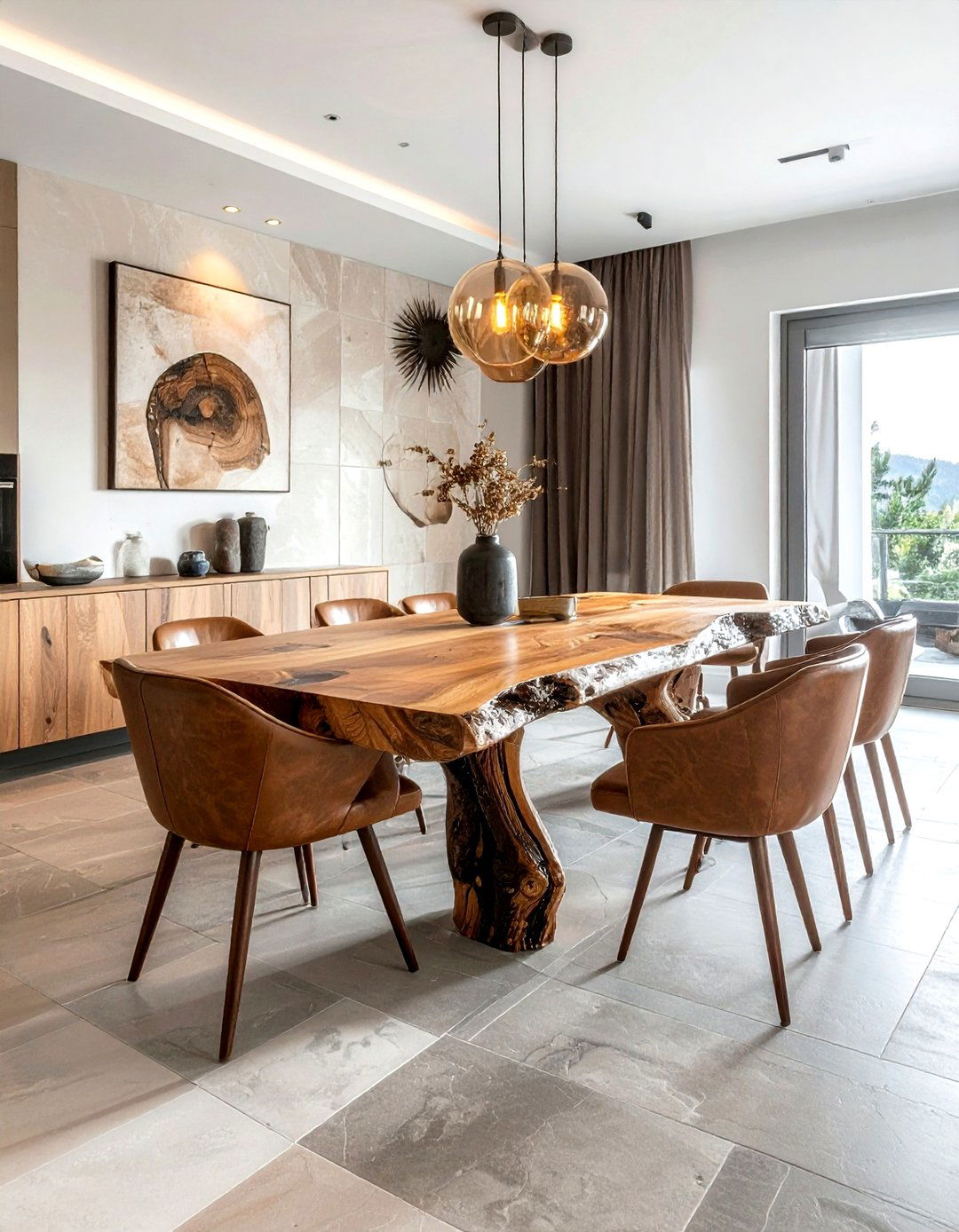 Slab wood dining room - 30 live edge dining room ideas