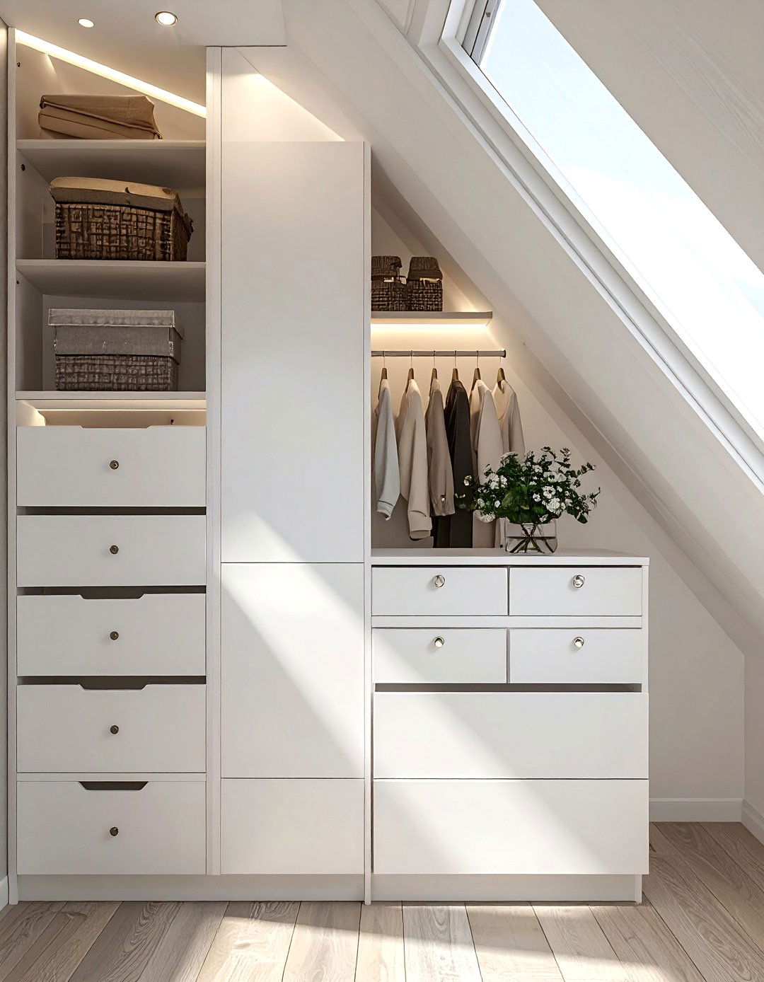 Slanted Ceiling Wardrobe - 30 bedroom built-in storage ideas