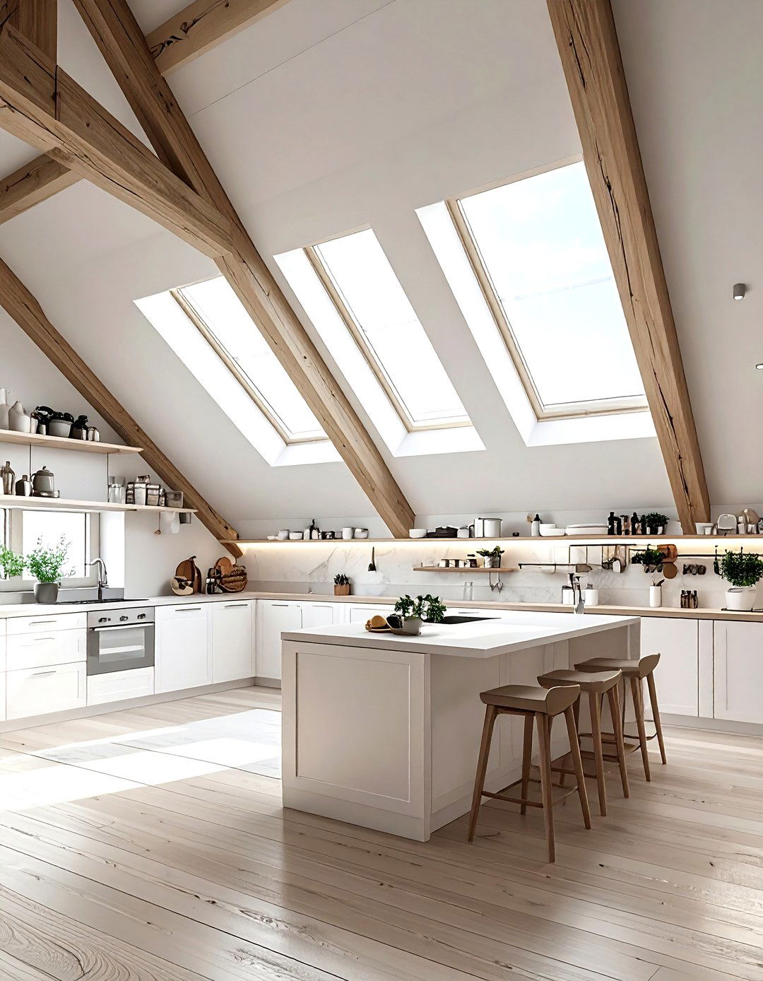 Slanted kitchen ceiling beams - 30 kitchen beamed ceiling ideas