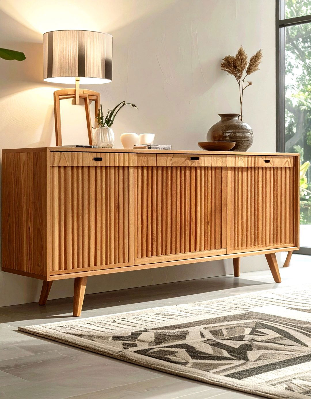 Slat Door Buffet - 30 mid-century buffet dining room ideas