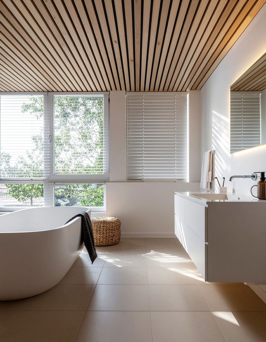 Slat Wood Ceiling Bathroom - 30 Scandinavian bathroom ideas