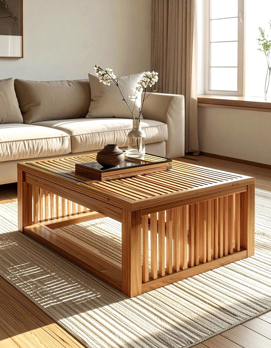 Slat Wood Coffee Table - 30 living room wood coffee tables