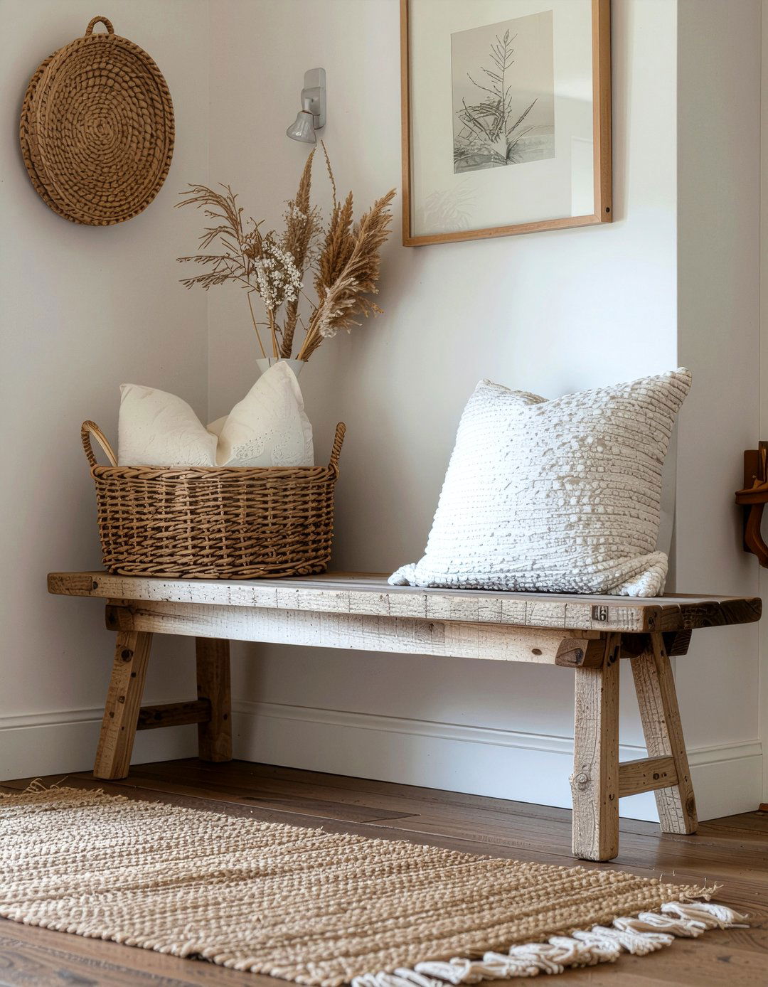 Slat Wood Entryway Bench - 30 living room rustic furniture ideas
