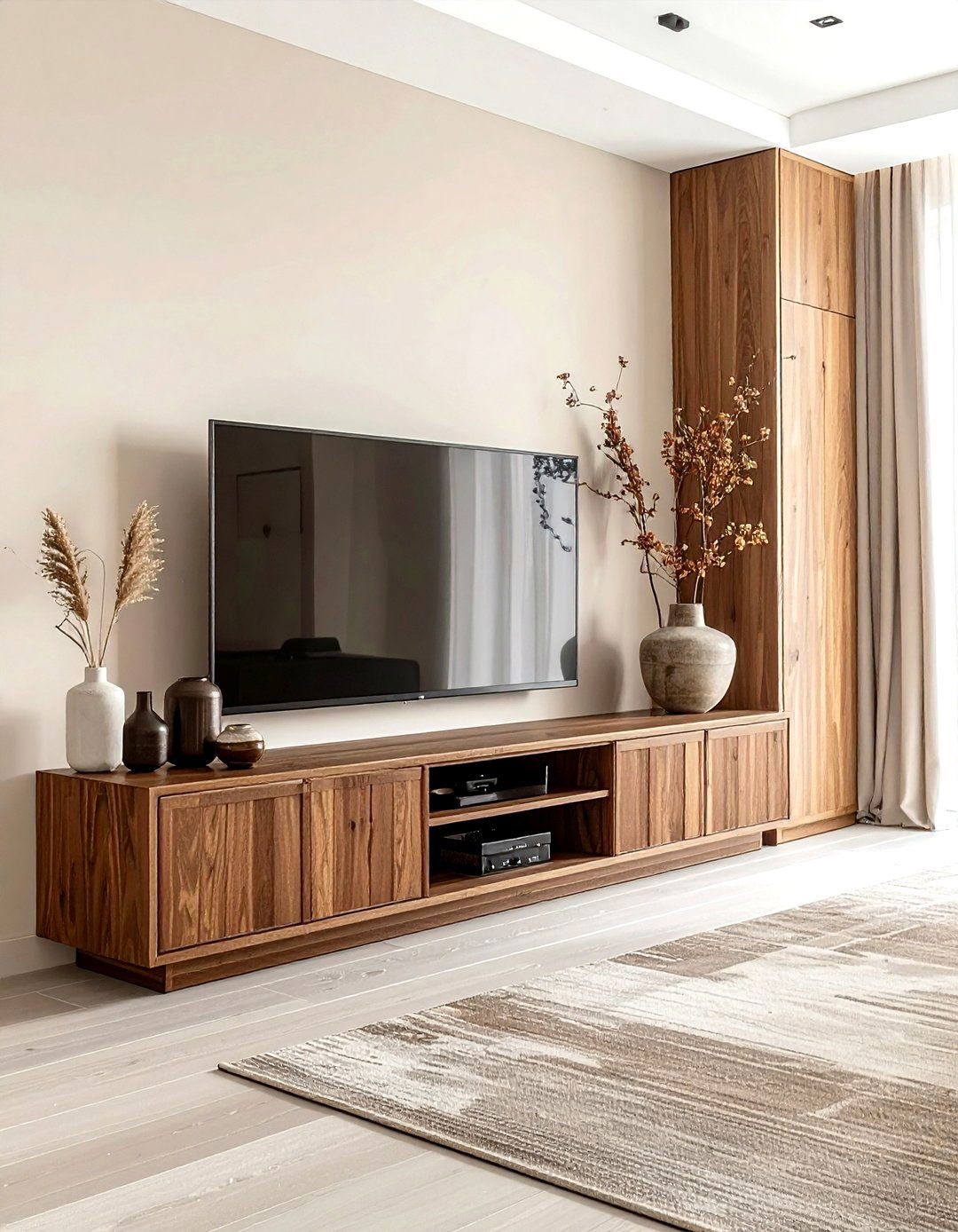 Slat Wood Media Console - 30 living room modern furniture ideas