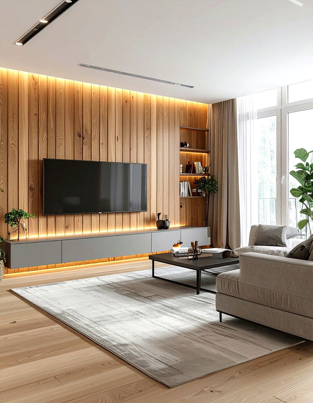Slat Wood Wall Panel Living Room - 30 living room transitional furniture ideas