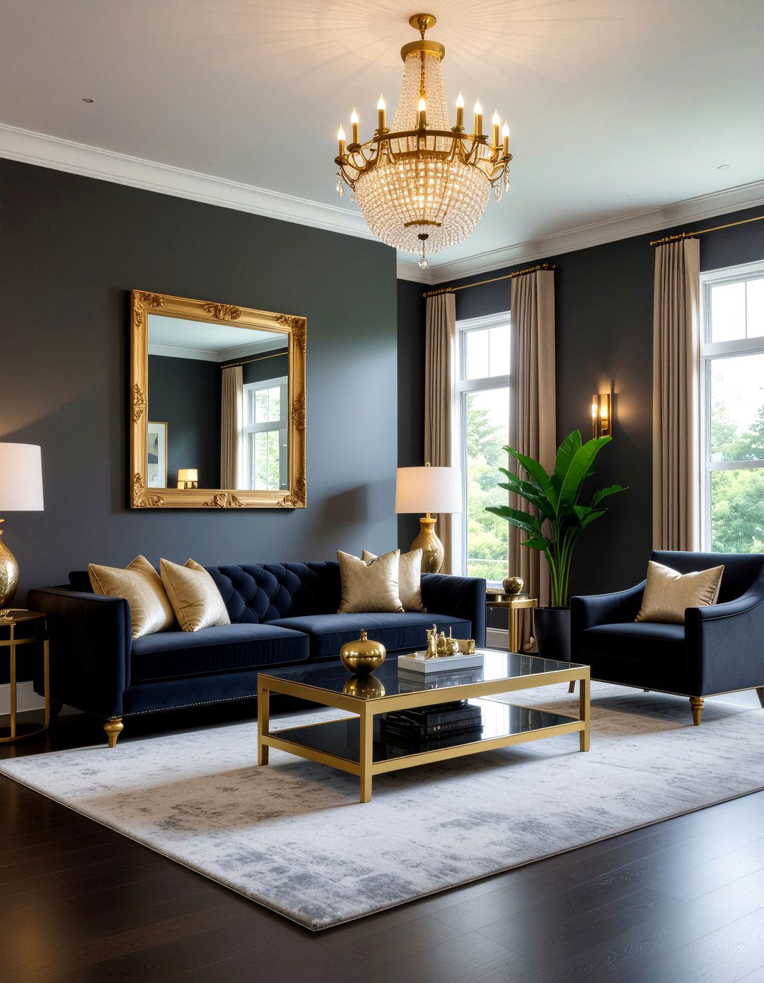 Slate And Gold Accents Living Room - 30 slate living room ideas