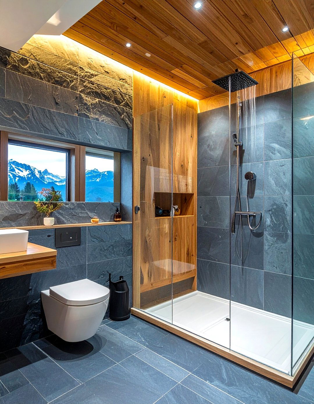 Slate Bathroom - 30 dark bathroom ideas