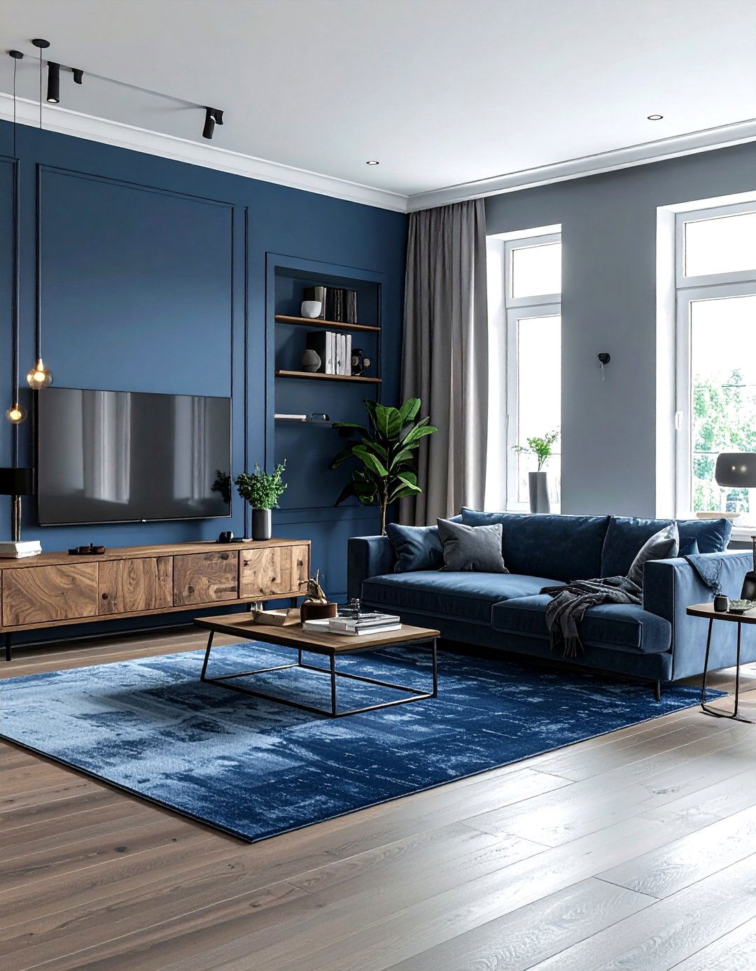 Slate Blue And Dove Gray Living Room - 30 blue and gray living room ideas