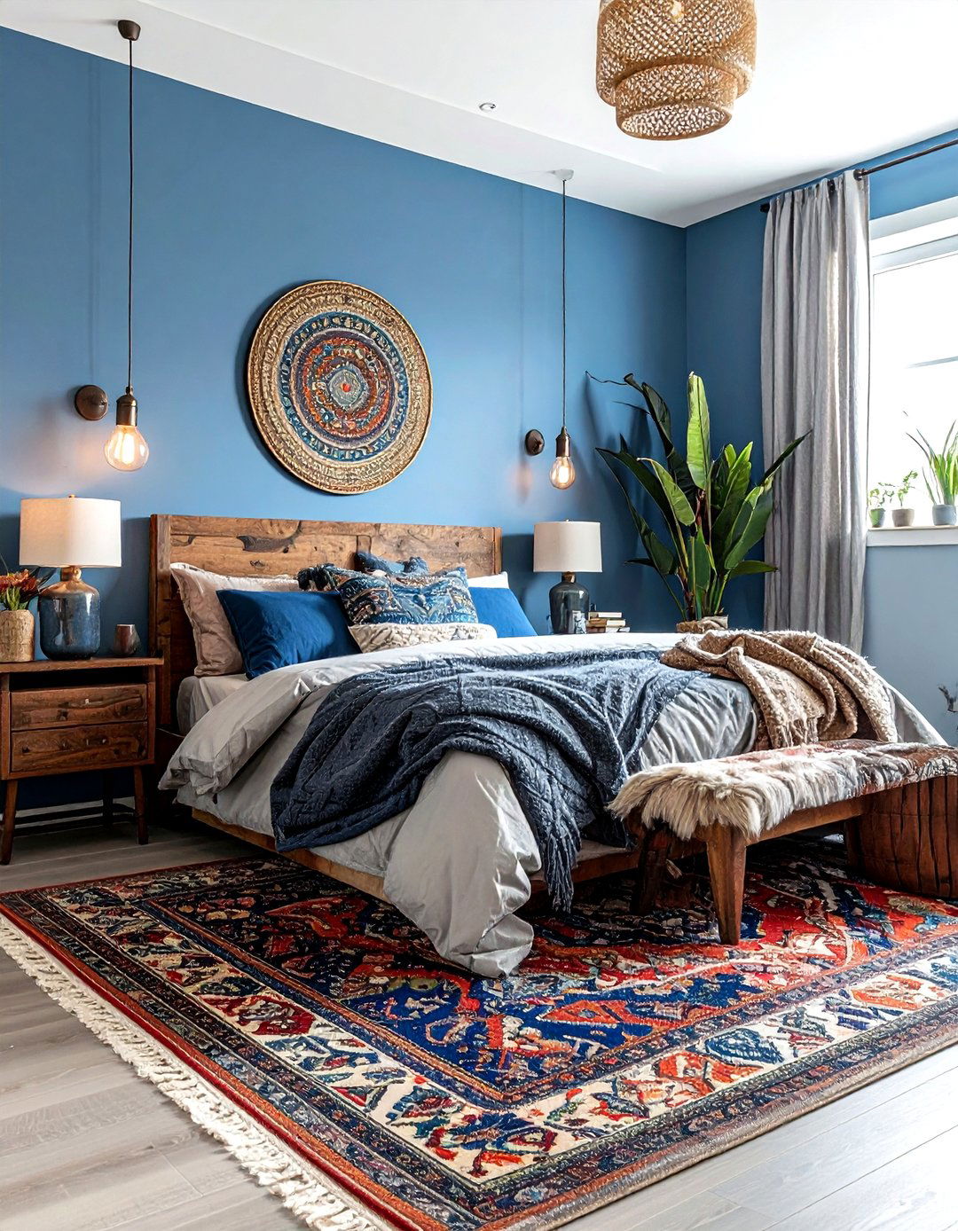 Slate Blue Bohemian Decor - 30 bohemian blue bedroom ideas