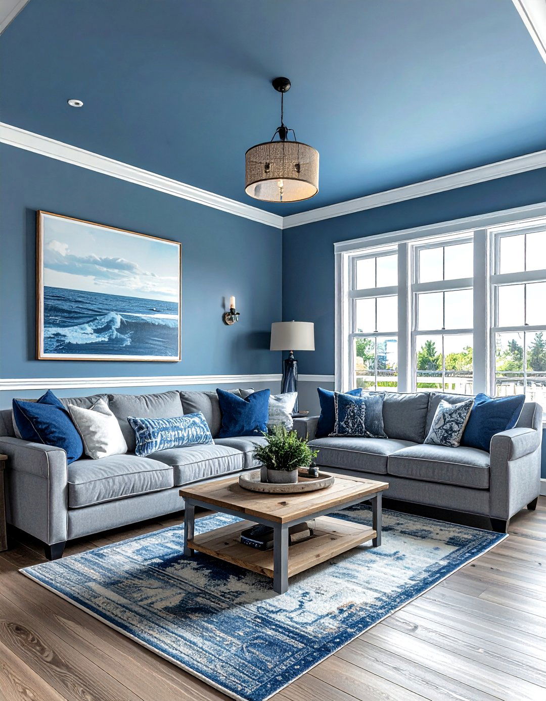Slate Blue Ceiling - 30 living room ceiling color ideas