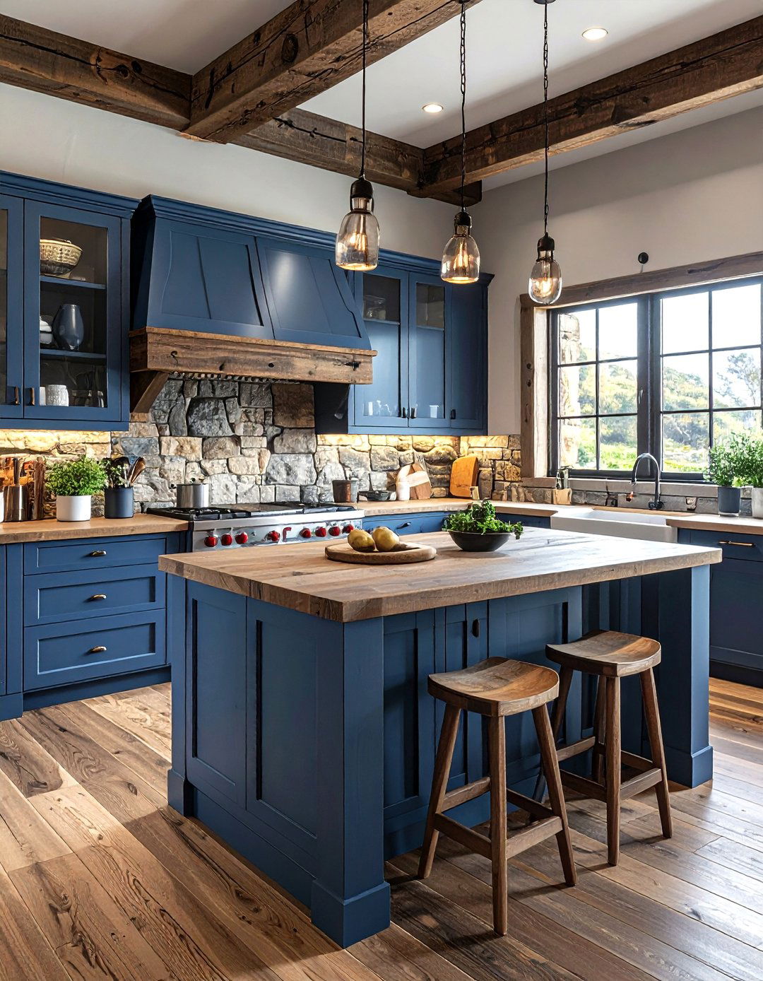 Slate Blue Rustic Kitchen - 30 blue kitchen decor ideas