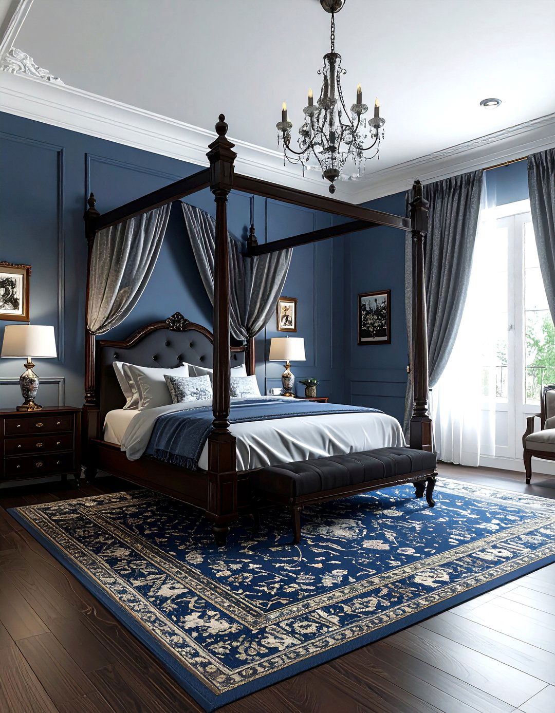 Slate Blue Traditional Bedroom - 30 cool blue bedroom ideas