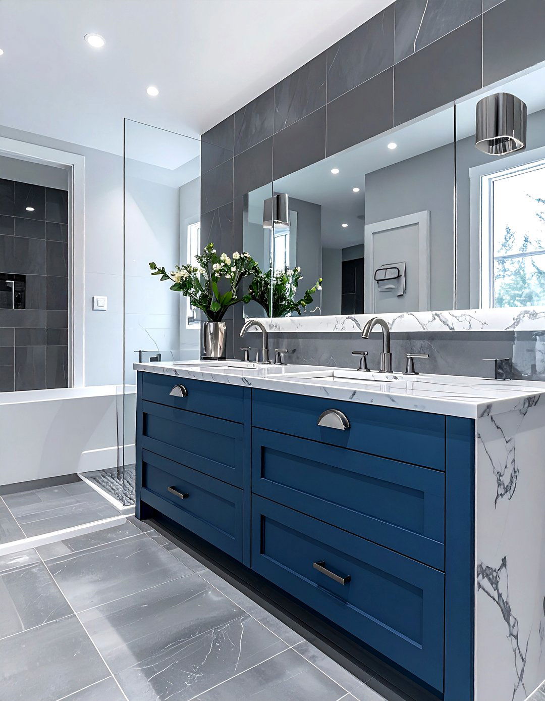 Slate Blue Vanity - 30 blue bathroom decor ideas